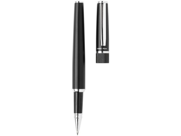 Set de boligrafo y roller de acero tinta azul en una caja elegante Negro detalle 3