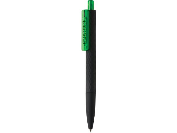 Bolígrafos con nombre forma exclusiva de diamante y tacto suave Verde/negro detalle 37