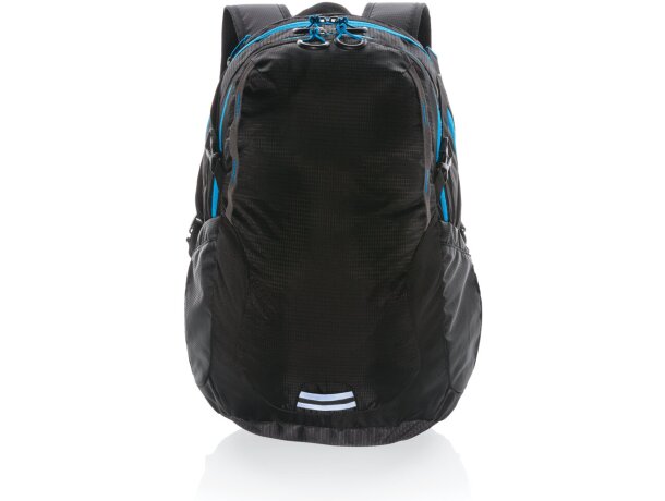 Mochila mediana Explorer de senderismo 26L sin PVC Negro/azul detalle 1