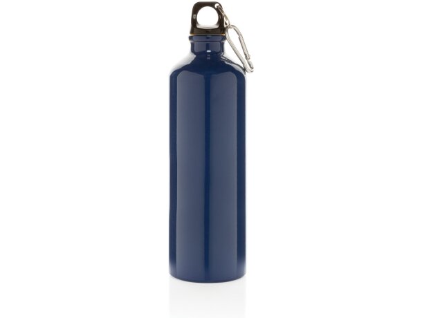 Botella de agua XL de aluminio con mosquetón Azul/negro detalle 22