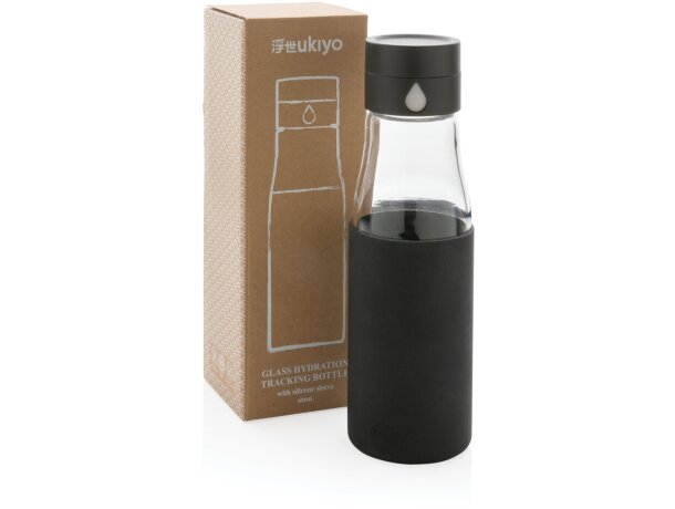 Botella de hidratación de vidrio Ukiyo con funda Negro detalle 7