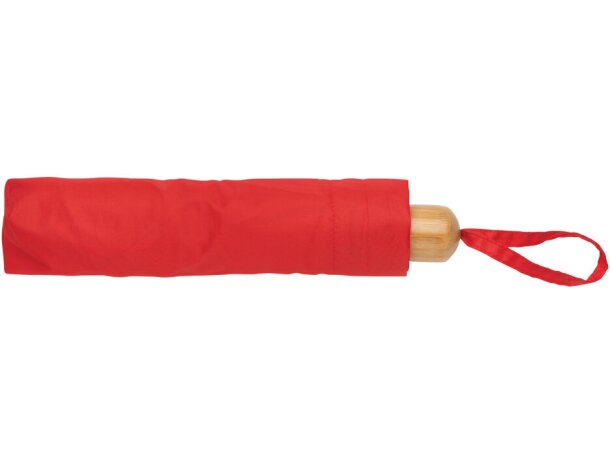 Paraguas Mini  RPET 190T de bambú 20.5 Rojo detalle 8