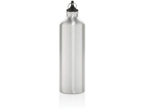 Botella de agua XL de aluminio con mosquetón Plata/negro detalle 9