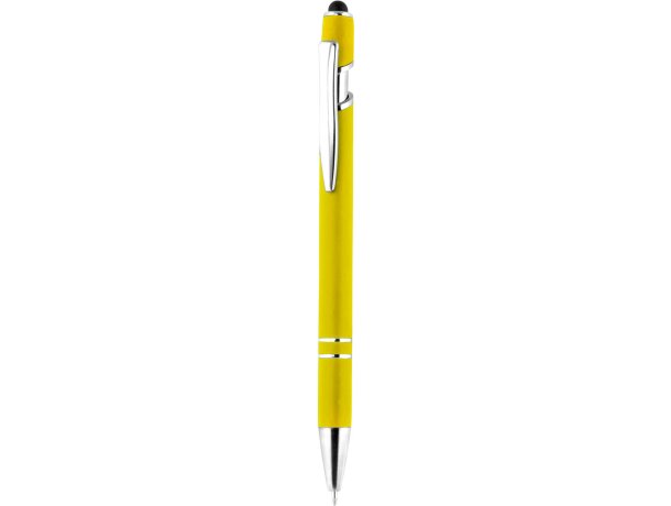 Bolígrafos con puntero táctil aluminio con caucho colorido tinta azul detalle 1
