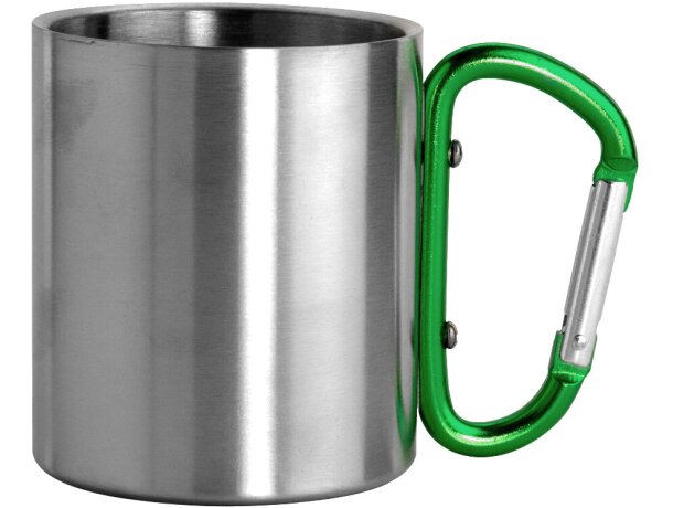 Taza de acero inoxidable con asa mosquetón de colores personalizado