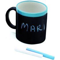 Taza decorada con pizarra de colores personalizada azul Taza decorada con pizarra de colores personalizada azul