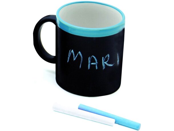 Taza decorada con pizarra de colores personalizada azul Taza decorada con pizarra de colores personalizada azul