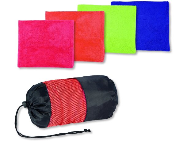 Toalla de microfibra de colores con funda personalizada Toalla de microfibra de colores con funda personalizada