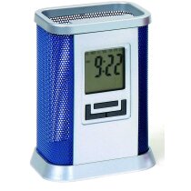 Portalápices con calendario y reloj personalizada azul Portalápices con calendario y reloj personalizada azul