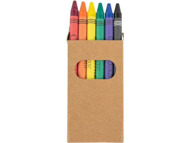 Caja de cartón reciclada con 6 ceras de colores personalizado