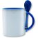 taza de ceramica con cuchara de colores especial para sublimacion personalizada azul