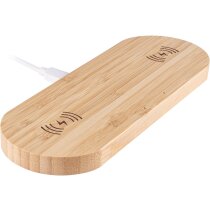 Base carga inalámbrica doble Twins bambú natural