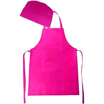 Set de delantal y gorro cocinero en non woben personalizado fucsia Set de delantal y gorro cocinero en non woben personalizado fucsia