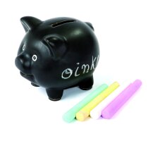 Hucha cerdito de pizarra con tizas personalizada Hucha cerdito de pizarra con tizas personalizada