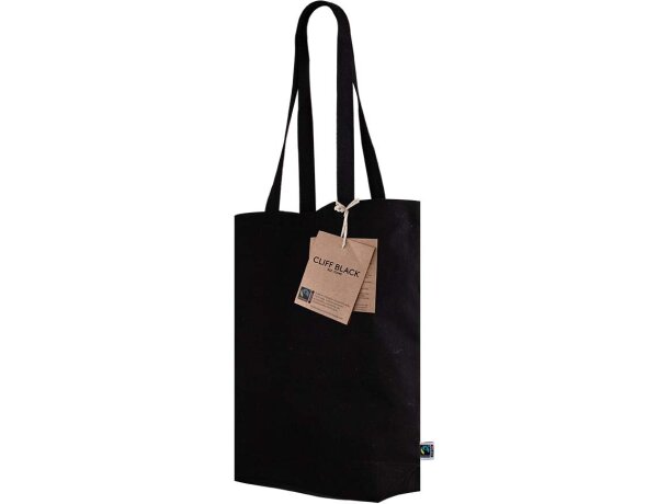 Bolsa algodón fairtrade cliff black detalle 3