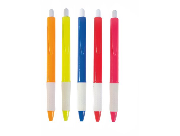 Bolígrafo ergonómico de colores con clip grabado