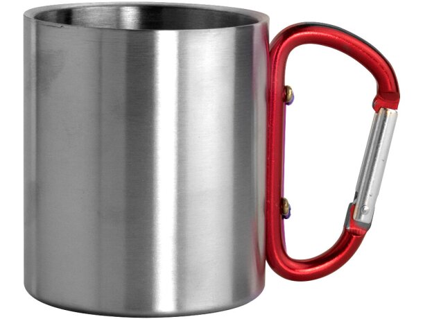 Taza de acero inoxidable con asa mosquetón de colores personalizado