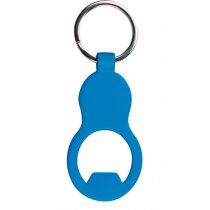 Llavero de aliminio mate con abridor azul