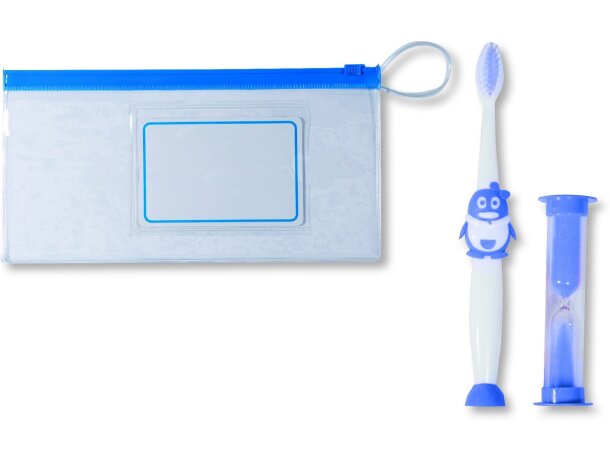 Cepillo de dientes infantil en estuche personalizado azul Cepillo de dientes infantil en estuche personalizado azul
