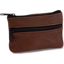 Monedero de piel con cremallera personalizado marron Monedero de piel con cremallera personalizado marron
