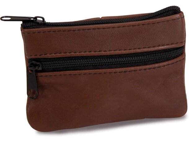 Monedero de piel con cremallera personalizado marron Monedero de piel con cremallera personalizado marron