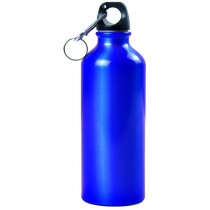 Botella de aluminio brillante con mosquetón barata azul Botella de aluminio brillante con mosquetón barata azul
