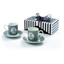 Set de dos tazas de café decoradas con plato barata Set de dos tazas de café decoradas con plato barata