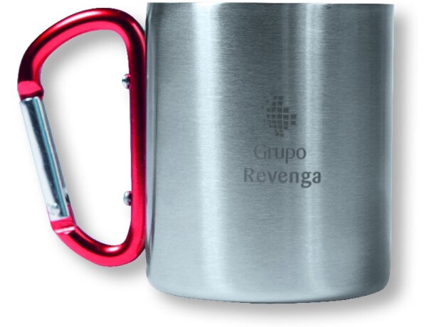 Taza de acero inoxidable con asa mosquetón de colores roja Taza de acero inoxidable con asa mosquetón de colores roja
