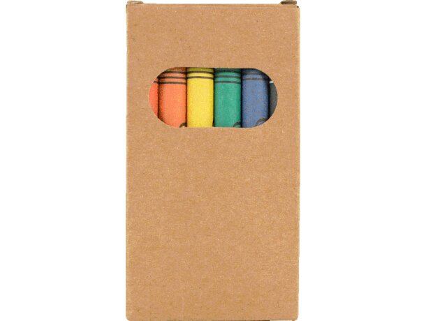Caja de cartón reciclada con 6 ceras de colores detalle 1