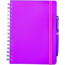 Libreta con tapas de polipropileno de colores personalizada fucsia Libreta con tapas de polipropileno de colores personalizada fucsia