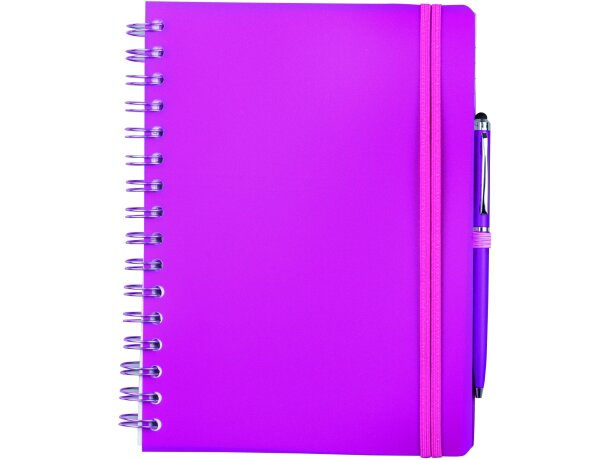 Libreta con tapas de polipropileno de colores personalizada fucsia Libreta con tapas de polipropileno de colores personalizada fucsia