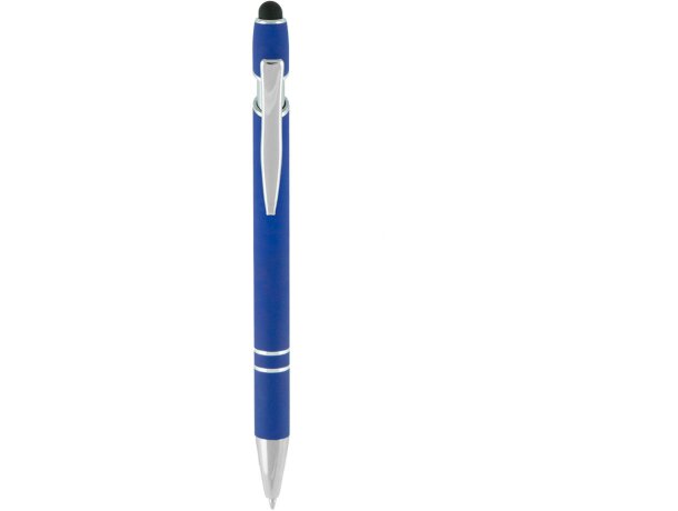 Bolígrafos con puntero táctil aluminio con caucho colorido tinta azul detalle 2