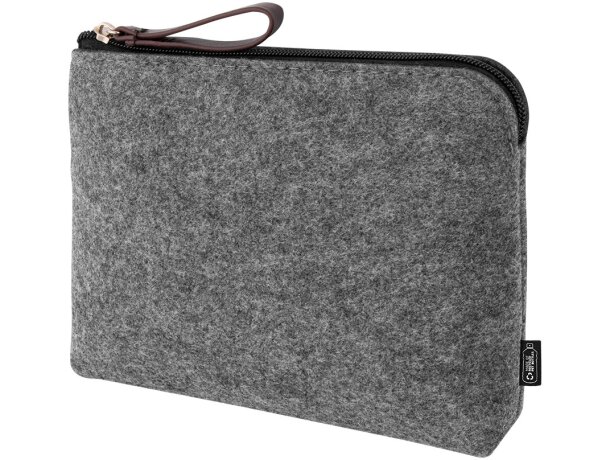 Neceser fieltro rPET con tirador de cuero Uret detalle 2
