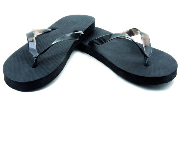 Chanclas de colores con tiras transparentes personalizada negra Chanclas de colores con tiras transparentes personalizada negra