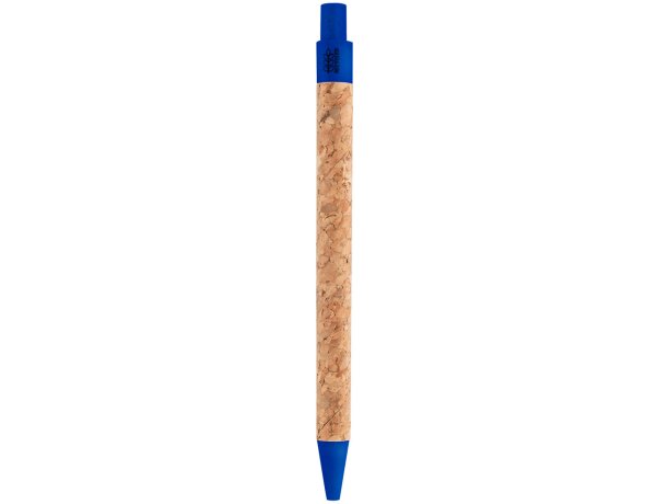 Bolígrafo ecológico retráctil cuerpo de corcho tinta azul detalle 2