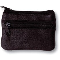 Monedero de piel con cremallera personalizado negro Monedero de piel con cremallera personalizado negro