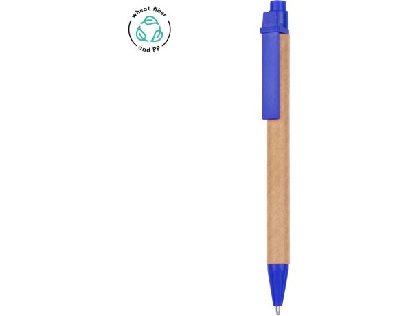 Bolígrafos ecológicos original cuerpo de cartón y fibra de trigo tinta azul Iund detalle 1