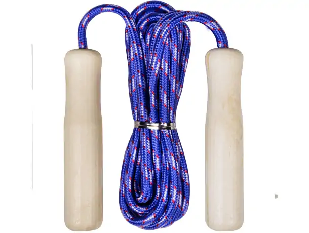 Comba saltar mango madera natural cuerda poliéster colores