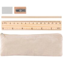 Set lápiz personalizable, sacapuntas, goma y regla con estuche