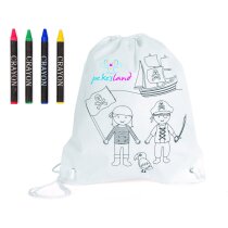 Mochila blanca para colorear con dibujo de piratas personalizado