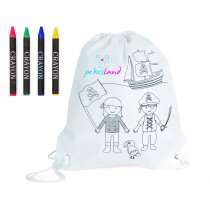Mochila blanca para colorear con dibujo de piratas