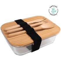 Fiambrera Grape cristal tapa bambú cubiertos