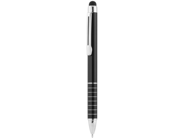 Bolígrafo de aluminio con puntero táctil y aros decorativos merchandising