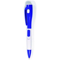 Bolígrafo de plástico con linterna azul Bolígrafo de plástico con linterna azul