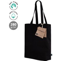 Bolsa de algodón Fairtrade Cliff Black con asas largas negras