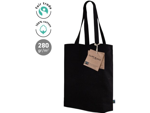 Bolsa algodón fairtrade cliff black detalle 1