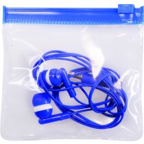 Cascos ergonómicos con gomas blandas en bolsita personalizado azul Cascos ergonómicos con gomas blandas en bolsita personalizado azul