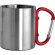 Taza de acero inoxidable con asa mosquetón de colores Rojo/metalizado