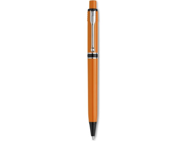 Bolígrafo con logo de plástico con detalles en negro
