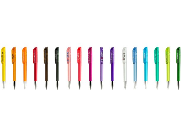 Bolígrafo con cuerpo transparente en colores personalizado